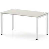 Impulse Bench Single Row 1400 White Frame Office Bench Desk Dove Grey