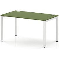 Impulse Bench Single Row 1400 White Frame Office Bench Desk Moss Green
