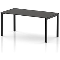 Impulse Bench Single Row 1600 Black Frame Office Bench Desk Carbon Grey