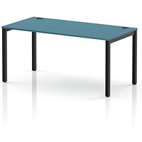 Impulse Bench Single Row 1600 Black Frame Office Bench Desk Dark Teal