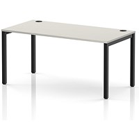 Impulse Bench Single Row 1600 Black Frame Office Bench Desk Dove Grey