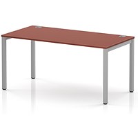 Impulse Bench Single Row 1600 Silver Frame Office Bench Desk Brick Red