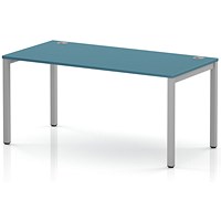 Impulse Bench Single Row 1600 Silver Frame Office Bench Desk Dark Teal