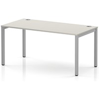Impulse Bench Single Row 1600 Silver Frame Office Bench Desk Dove Grey