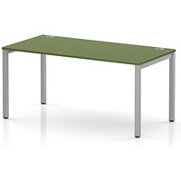 Impulse Bench Single Row 1600 Silver Frame Office Bench Desk Moss Green