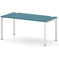 Impulse Bench Single Row 1600 White Frame Office Bench Desk Dark Teal
