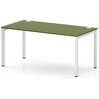 Impulse Bench Single Row 1600 White Frame Office Bench Desk Moss Green