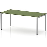 Impulse Bench Single Row 1800 Silver Frame Office Bench Desk Moss Green