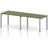 Impulse Bench Single Row 2 Person 1200 Silver Frame Office Bench Desk Moss Green