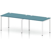 Impulse Bench Single Row 2 Person 1200 White Frame Office Bench Desk Dark Teal
