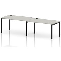 Impulse Bench Single Row 2 Person 1400 Black Frame Office Bench Desk Dove Grey