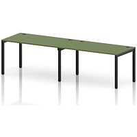 Impulse Bench Single Row 2 Person 1400 Black Frame Office Bench Desk Moss Green