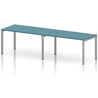 Impulse Bench Single Row 2 Person 1400 Silver Frame Office Bench Desk Dark Teal