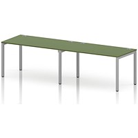 Impulse Bench Single Row 2 Person 1400 Silver Frame Office Bench Desk Moss Green