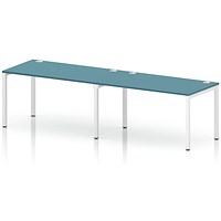 Impulse Bench Single Row 2 Person 1400 White Frame Office Bench Desk Dark Teal