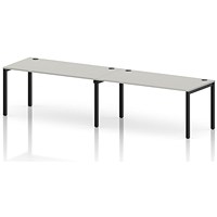 Impulse Bench Single Row 2 Person 1600 Black Frame Office Bench Desk Dove Grey