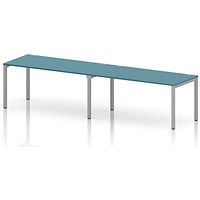 Impulse Bench Single Row 2 Person 1600 Silver Frame Office Bench Desk Dark Teal