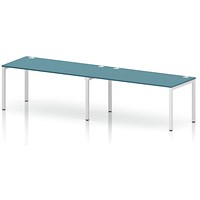 Impulse Bench Single Row 2 Person 1600 White Frame Office Bench Desk Dark Teal