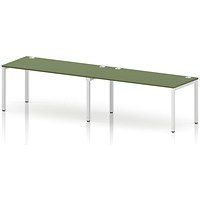 Impulse Bench Single Row 2 Person 1600 White Frame Office Bench Desk Moss Green
