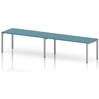 Impulse Bench Single Row 2 Person 1800 Silver Frame Office Bench Desk Dark Teal