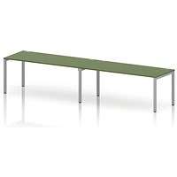 Impulse Bench Single Row 2 Person 1800 Silver Frame Office Bench Desk Moss Green