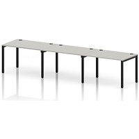 Impulse Bench Single Row 3 Person 1200 Black Frame Office Bench Desk Dove Grey
