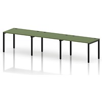 Impulse Bench Single Row 3 Person 1200 Black Frame Office Bench Desk Moss Green