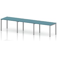 Impulse Bench Single Row 3 Person 1200 Silver Frame Office Bench Desk Dark Teal