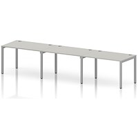 Impulse Bench Single Row 3 Person 1200 Silver Frame Office Bench Desk Dove Grey
