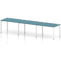 Impulse Bench Single Row 3 Person 1200 White Frame Office Bench Desk Dark Teal
