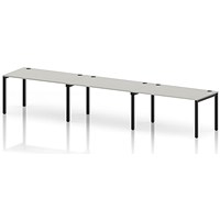Impulse Bench Single Row 3 Person 1400 Black Frame Office Bench Desk Dove Grey