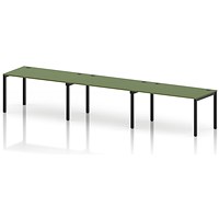 Impulse Bench Single Row 3 Person 1400 Black Frame Office Bench Desk Moss Green