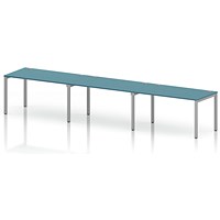 Impulse Bench Single Row 3 Person 1400 Silver Frame Office Bench Desk Dark Teal
