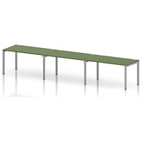 Impulse Bench Single Row 3 Person 1400 Silver Frame Office Bench Desk Moss Green