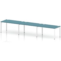 Impulse Bench Single Row 3 Person 1400 White Frame Office Bench Desk Dark Teal