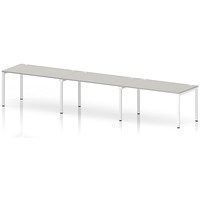 Impulse Bench Single Row 3 Person 1400 White Frame Office Bench Desk Dove Grey