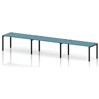 Impulse Bench Single Row 3 Person 1600 Black Frame Office Bench Desk Dark Teal