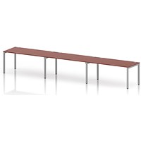 Impulse Bench Single Row 3 Person 1600 Silver Frame Office Bench Desk Brick Red