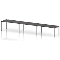 Impulse Bench Single Row 3 Person 1600 Silver Frame Office Bench Desk Carbon Grey