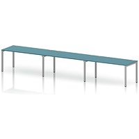 Impulse Bench Single Row 3 Person 1600 Silver Frame Office Bench Desk Dark Teal