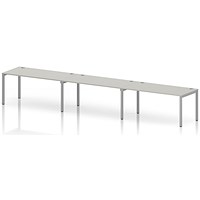 Impulse Bench Single Row 3 Person 1600 Silver Frame Office Bench Desk Dove Grey