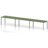 Impulse Bench Single Row 3 Person 1600 Silver Frame Office Bench Desk Moss Green