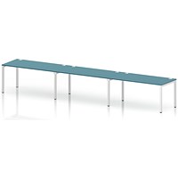 Impulse Bench Single Row 3 Person 1600 White Frame Office Bench Desk Dark Teal