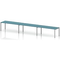 Impulse Bench Single Row 3 Person 1800 Silver Frame Office Bench Desk Dark Teal
