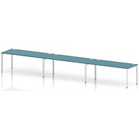 Impulse Bench Single Row 3 Person 1800 White Frame Office Bench Desk Dark Teal