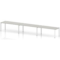 Impulse Bench Single Row 3 Person 1800 White Frame Office Bench Desk Dove Grey