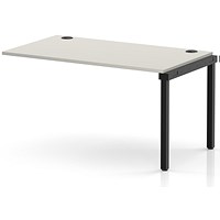 Impulse Bench Single Row Ext Kit 1400 Black Frame Office Bench Desk Dove Grey