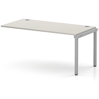 Impulse Bench Single Row Ext Kit 1600 Silver Frame Office Bench Desk Dove Grey