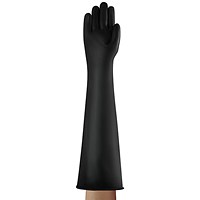 Ansell Industrial Latex Heavy Weight 24” Gauntlet, Black, Small-Medium