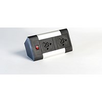 Impulse Desktop Module, 2 x UK Sockets, 1 x Neon Switch, 1 x 500mm Lead to 3 Pole Connector